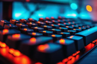 Close Up Of A Gaming Keyboard With RGB Lighting