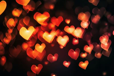 Abstract Heart Shaped Bokeh Lights Background