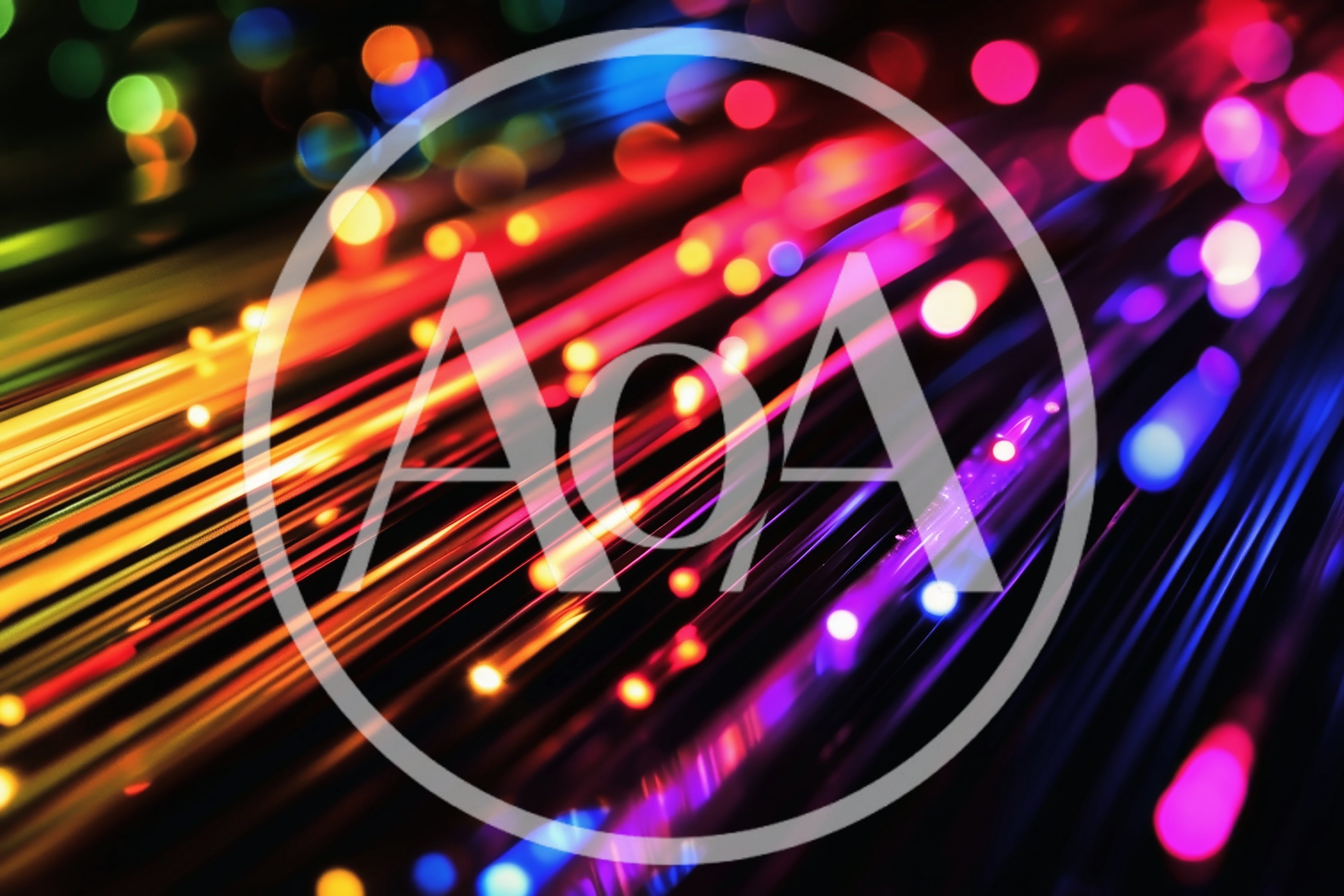 Abstract Fiber Optic Cables With Glowing Light Streaks