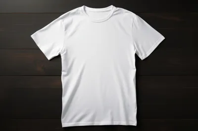 Blank White T-Shirt On Dark Wooden Background