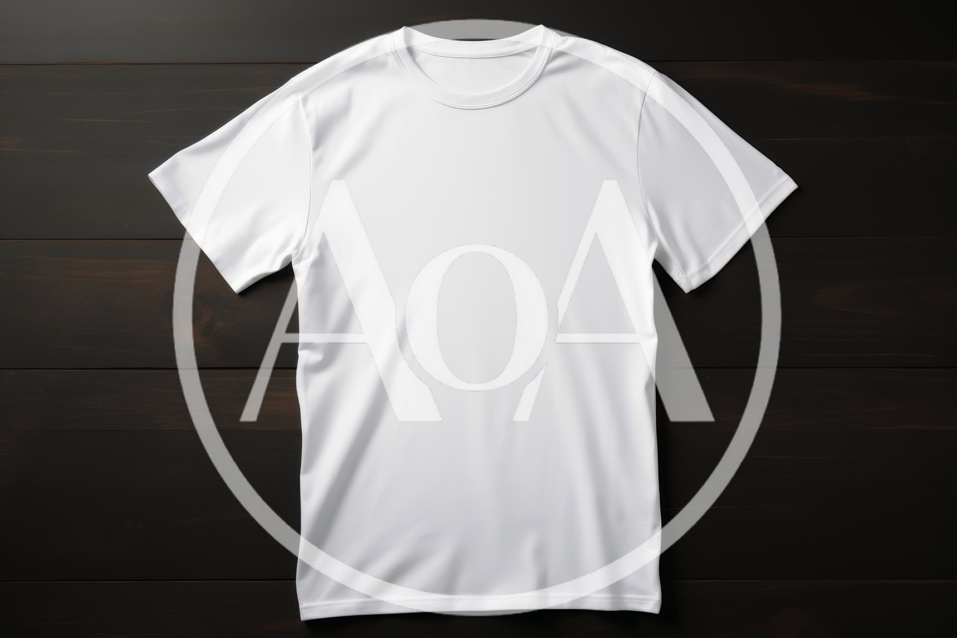 Blank White T-Shirt On Dark Wooden Background