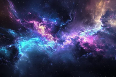 Vibrant Cosmic Nebula With Glowing Stars In Deep Space