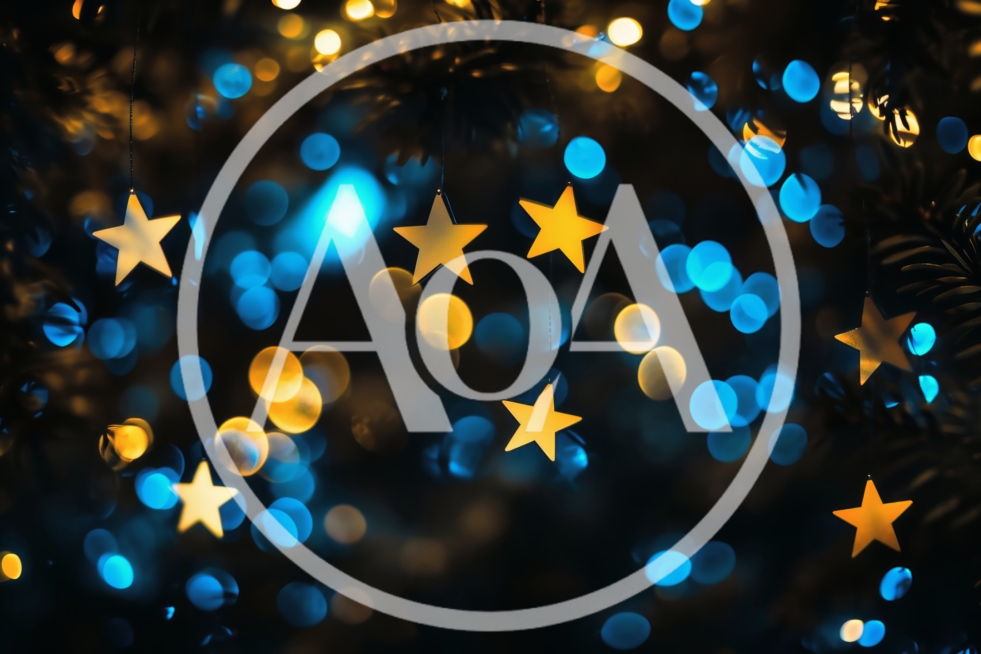 Hanging Decorative Stars With Bokeh Christmas Lights