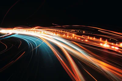 Long Exposure Light Trails On A Busy Highway