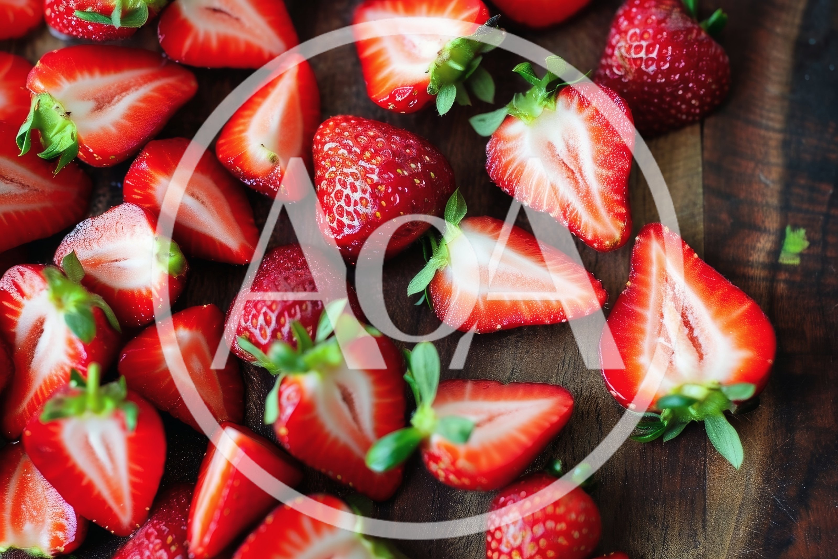 Fresh Sliced Strawberries On A Wooden Cutting Board