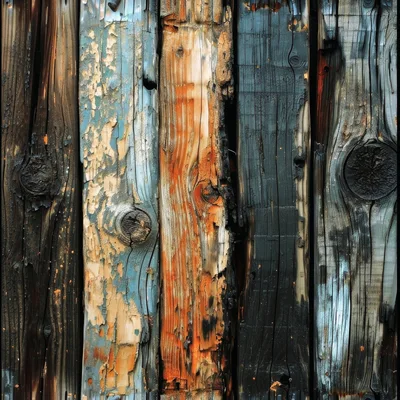 Weathered Vertical Wooden Planks With Peeling Paint Texture