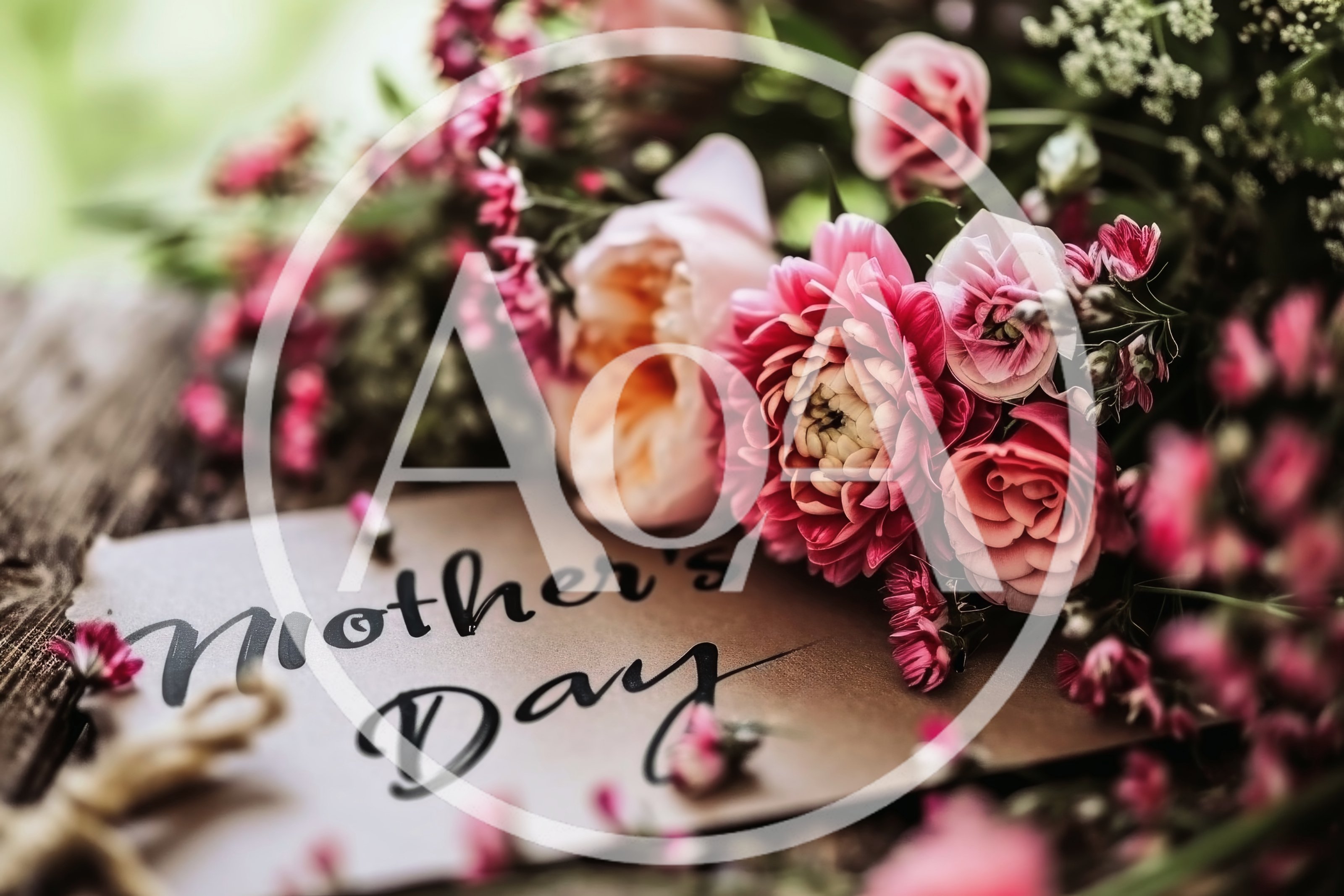 Mother's Day Greeting Card With Pink Floral Bouquet