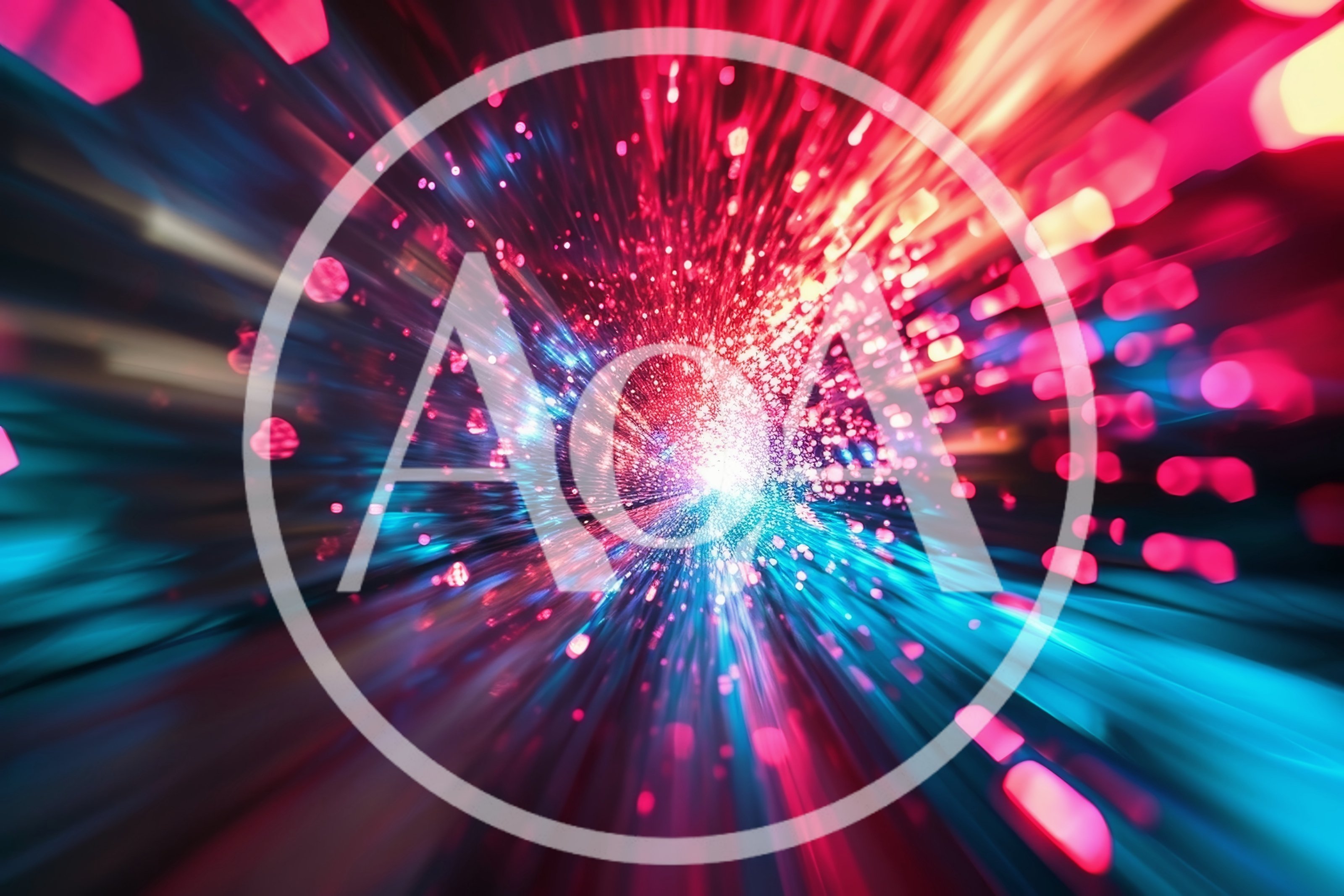 Abstract Digital Tunnel With Glowing Red And Blue Lights