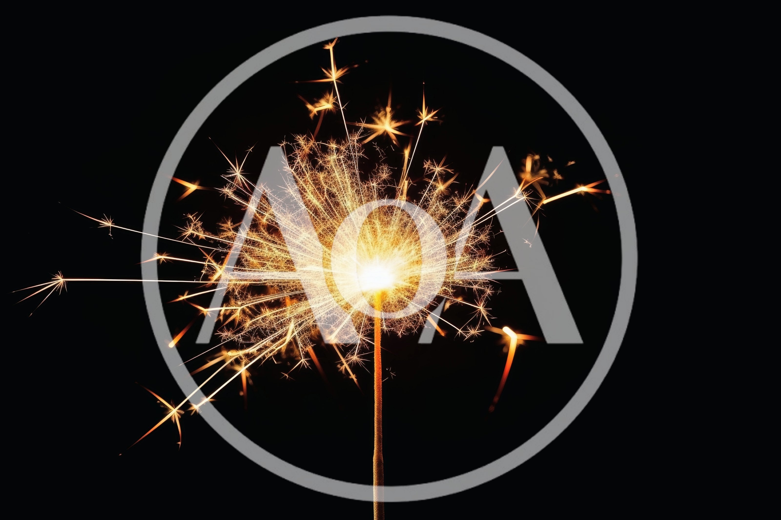 Bright Burning Sparkler Against A Dark Background