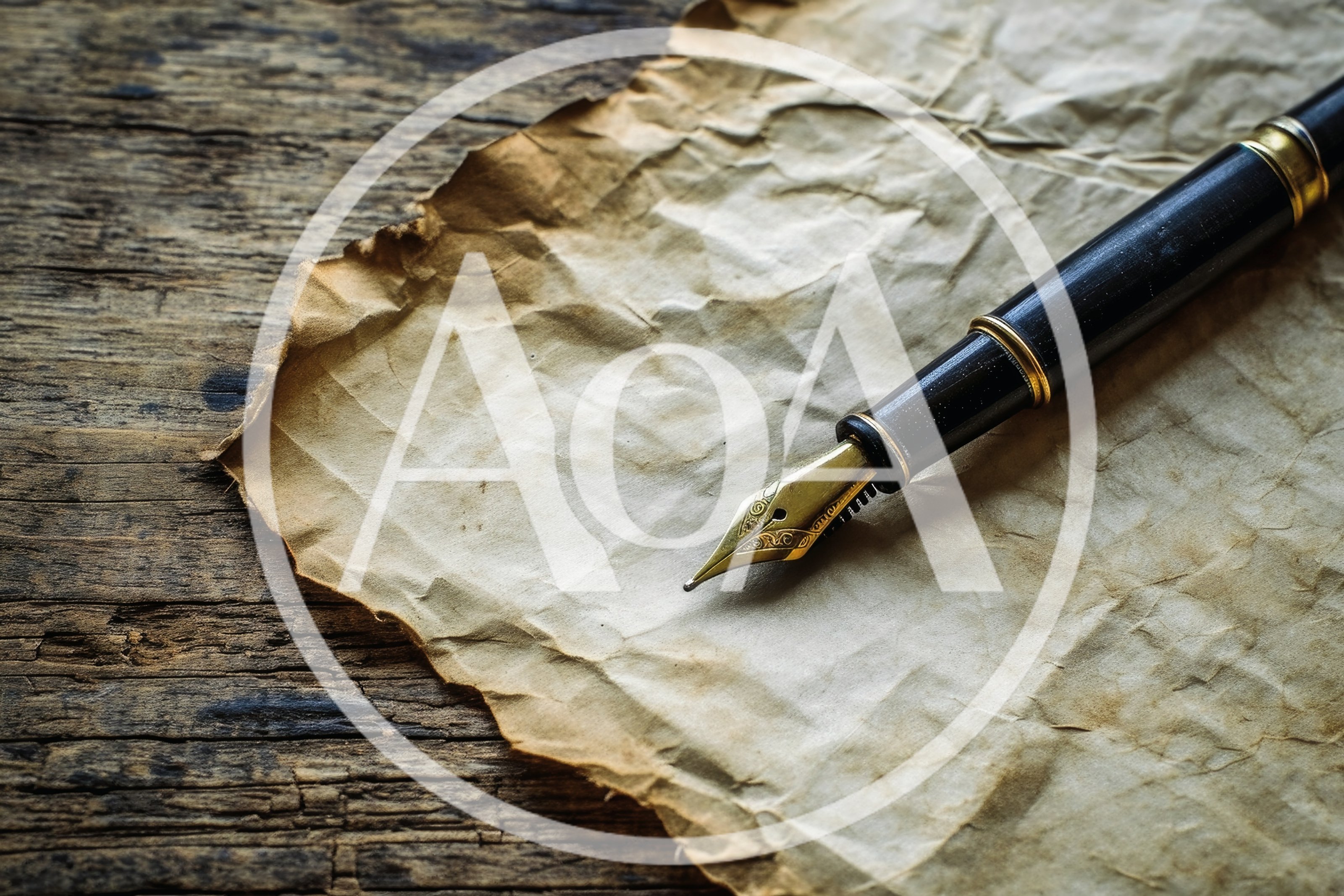 Fountain Pen Resting On Aged Parchment Paper