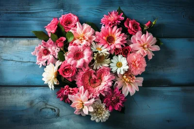 Heart Shaped Arrangement Of Pink And White Flowers
