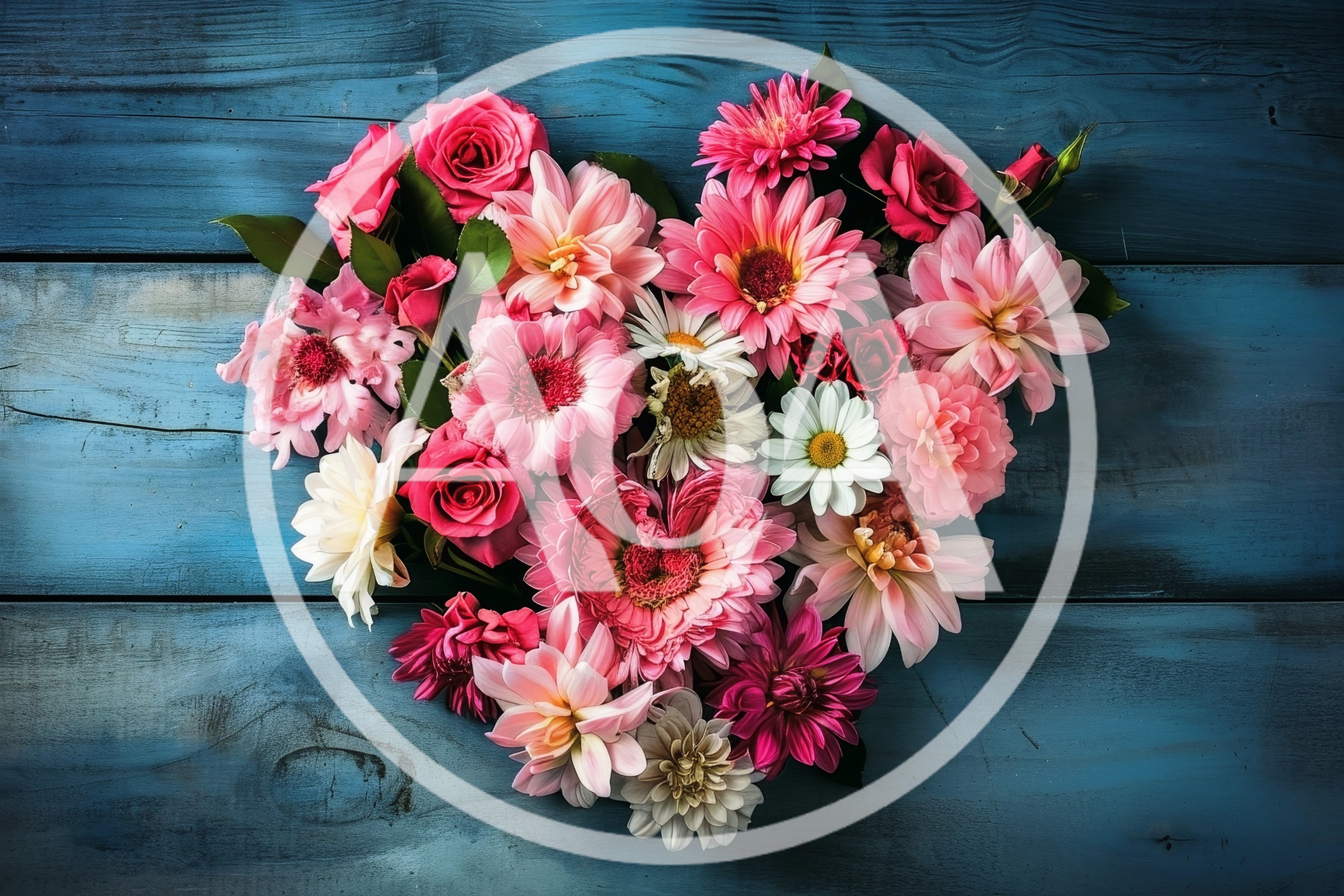 Heart Shaped Arrangement Of Pink And White Flowers