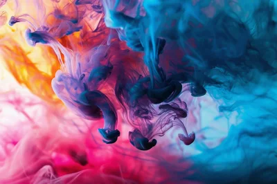 Abstract Swirls of Vibrant Blue and Purple Ink