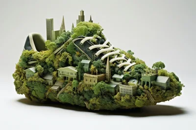 Surreal Miniature Cityscape Built Into A Sneaker