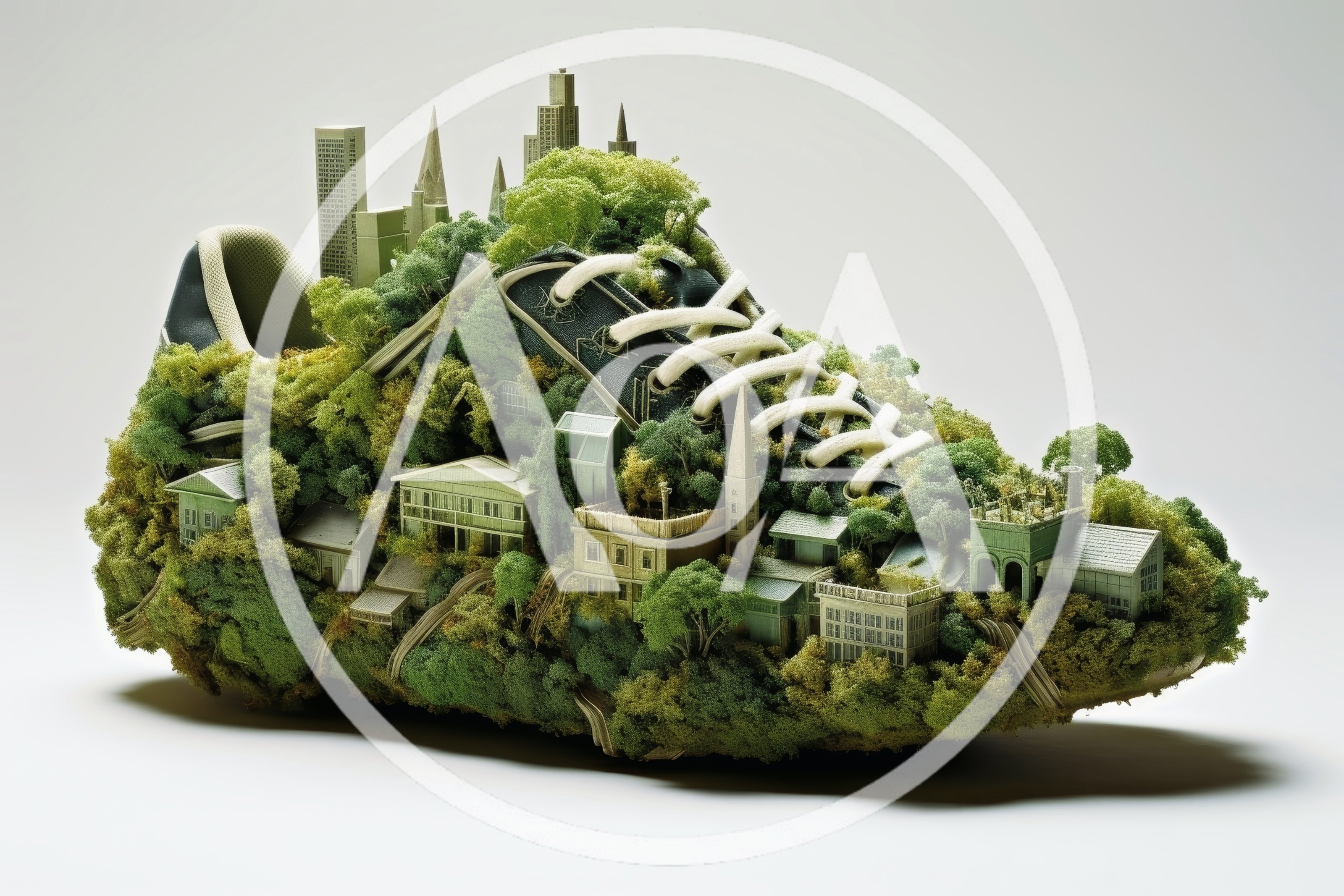Surreal Miniature Cityscape Built Into A Sneaker