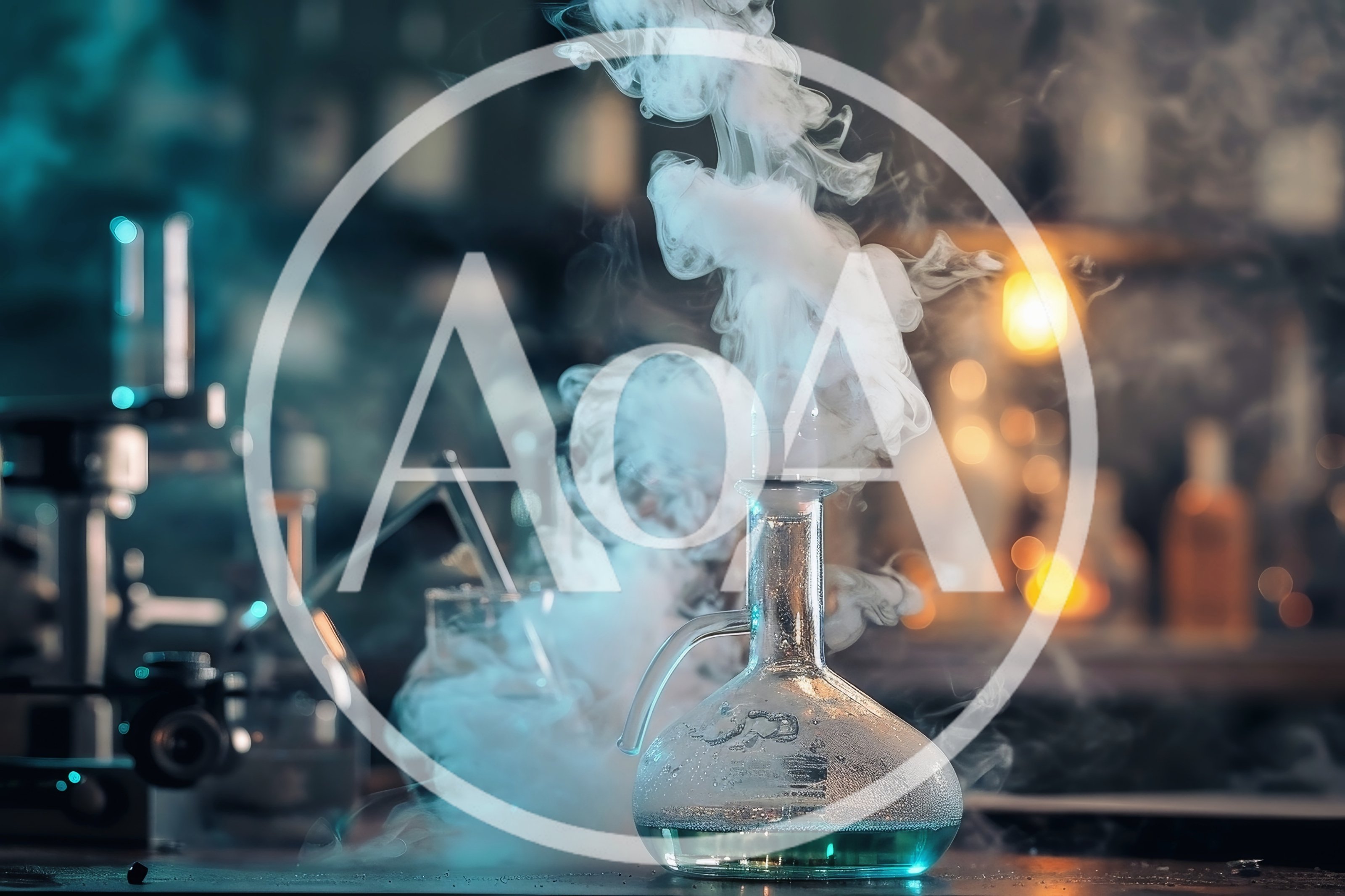 Steaming Glass Flask With Green Chemical Liquid