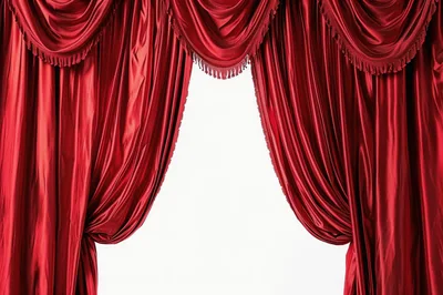 Red Velvet Theater Curtains With Decorative Fringe