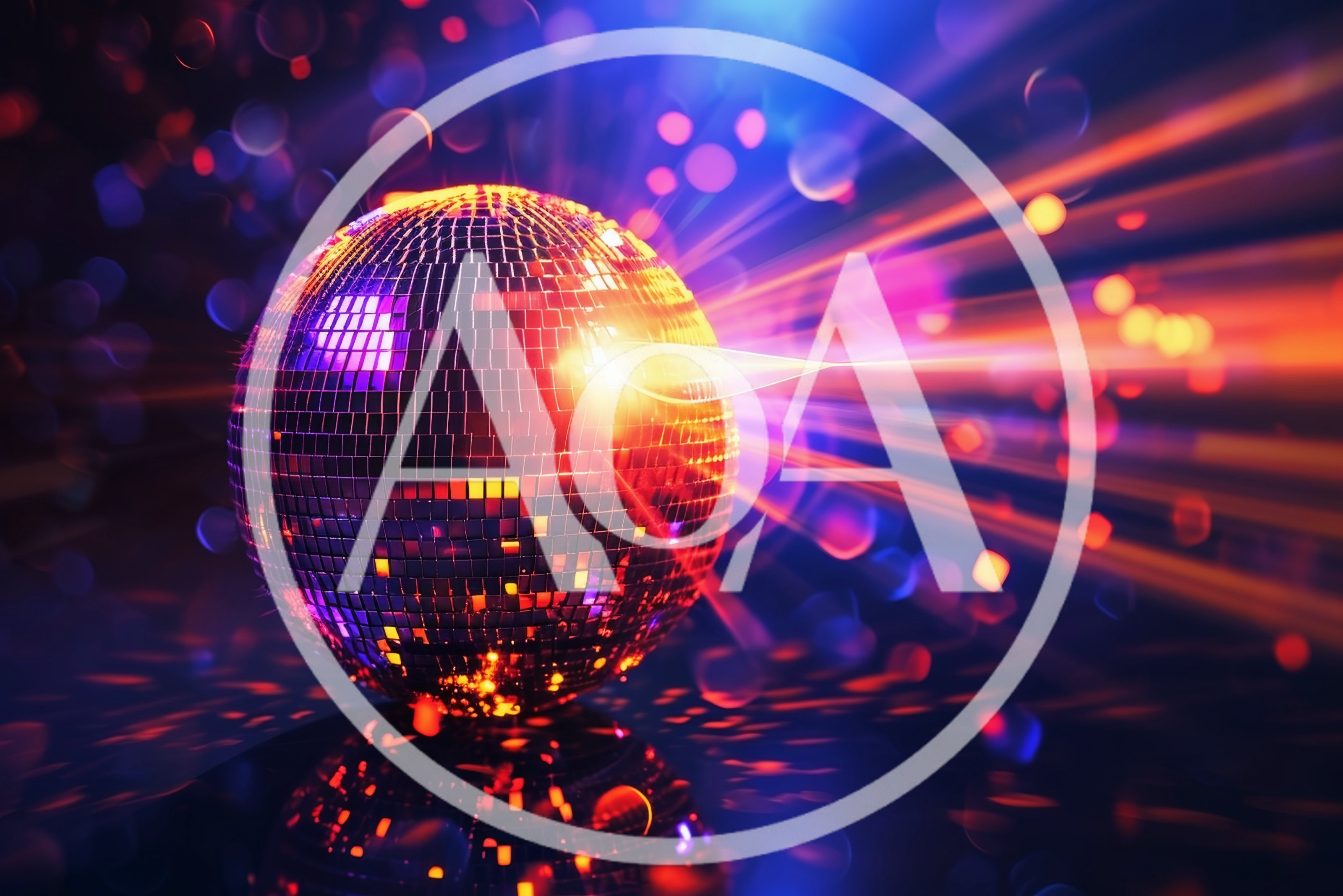 Glowing Disco Ball With Vibrant Light Flares