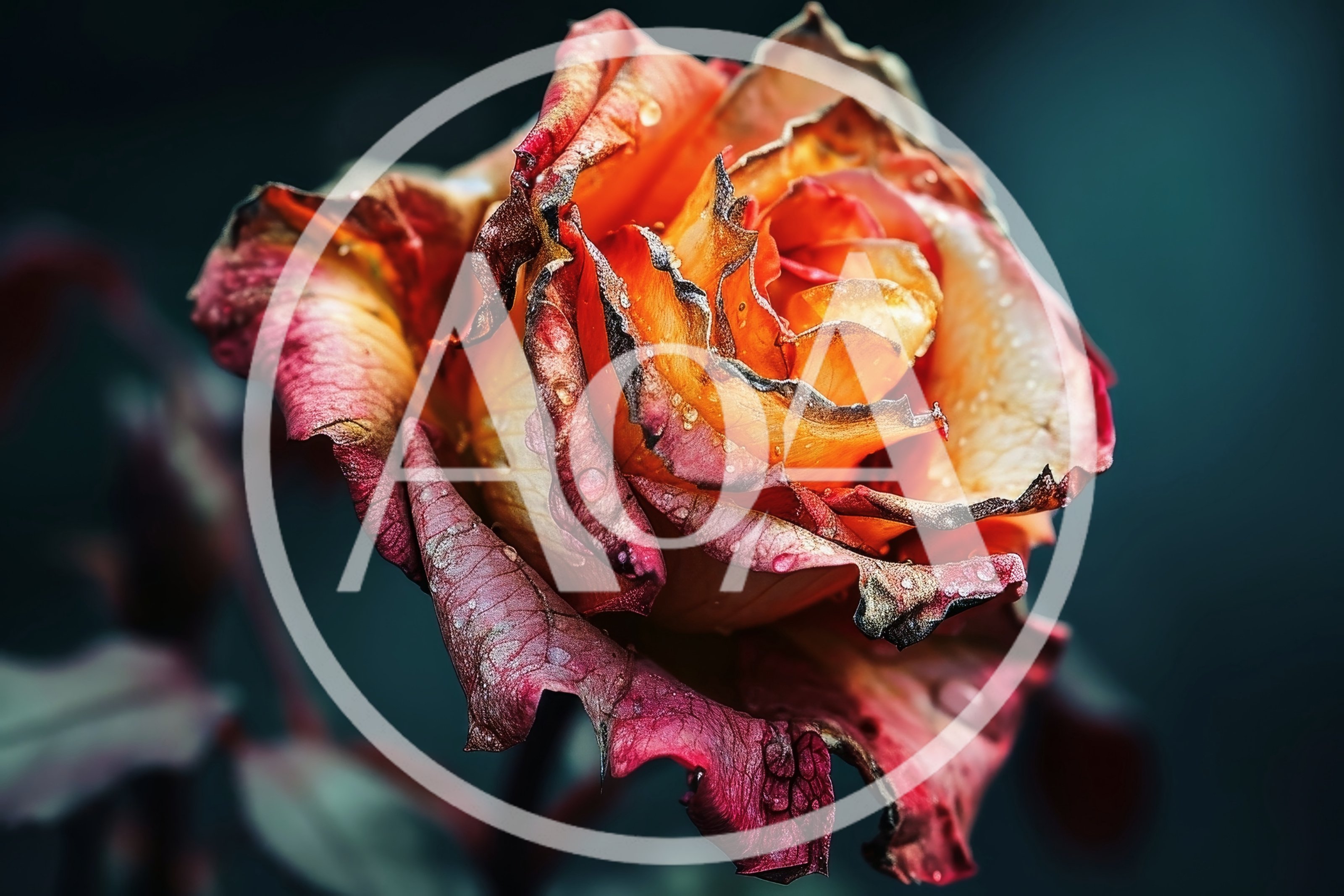 Macro Shot Of A Withered Orange And Red Rose