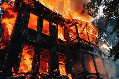 Large Victorian House Engulfed In Intense Fire