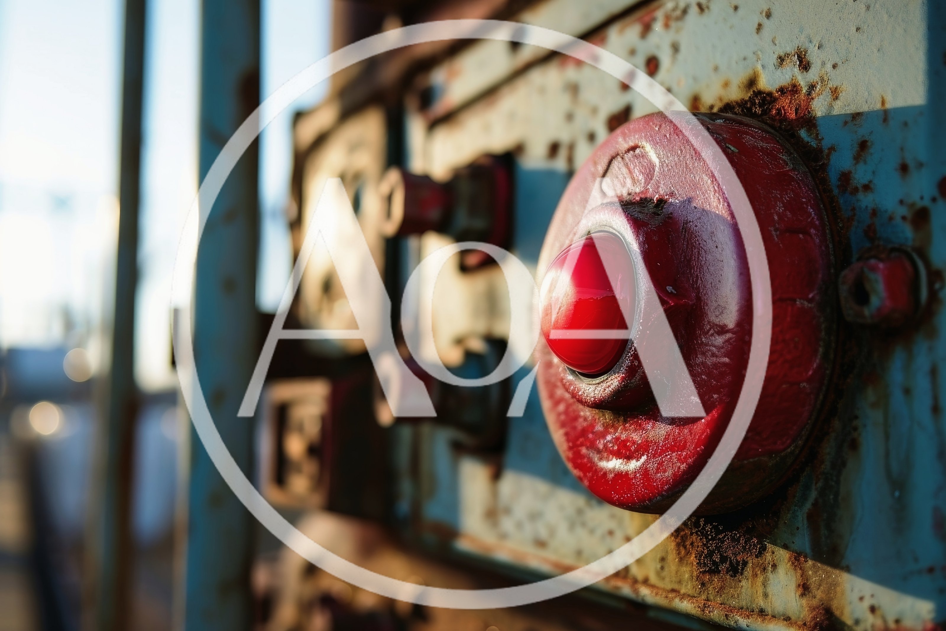 Close Up Of A Red Industrial Emergency Button