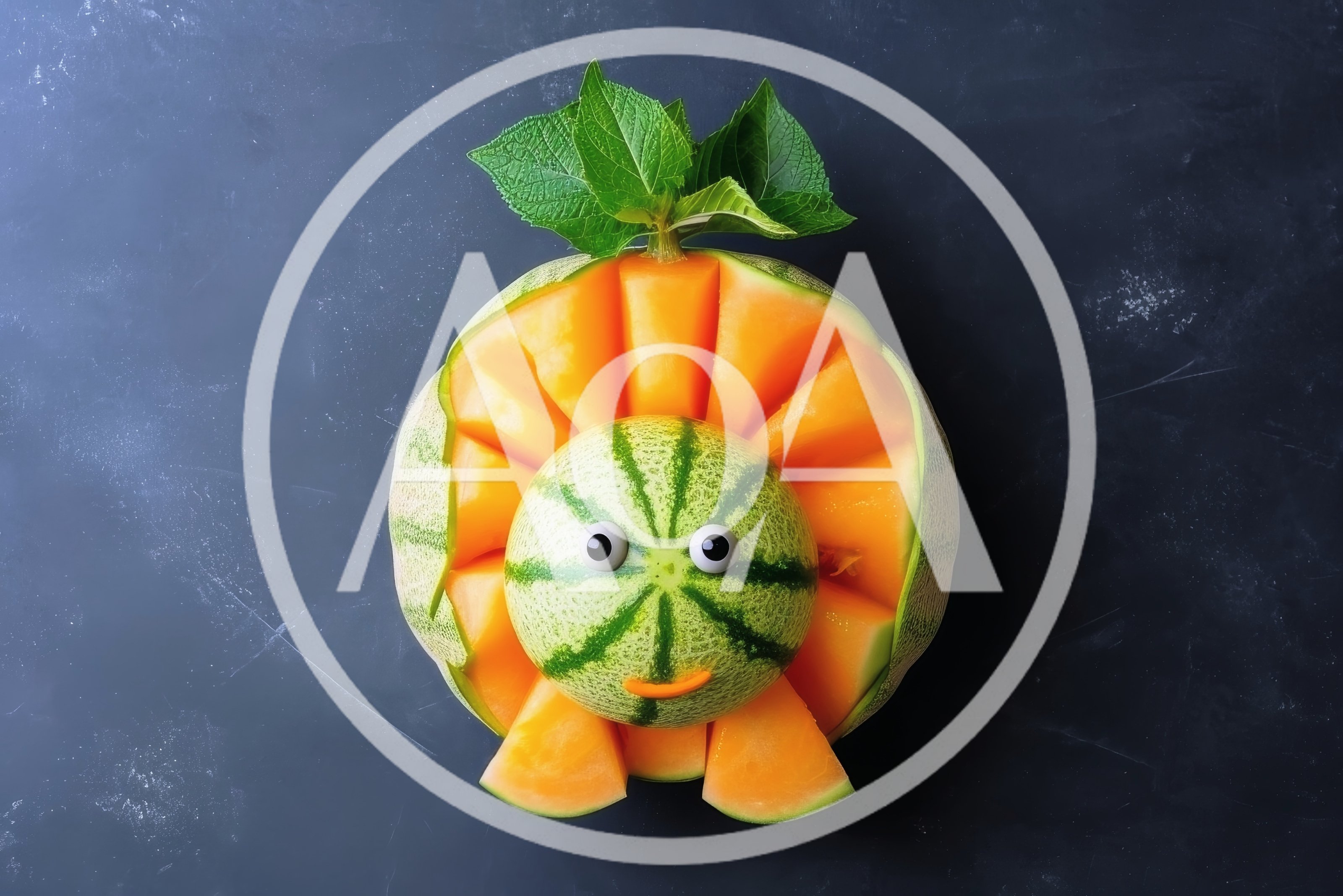 Creative Fruit Sculpture Of A Melon Lion