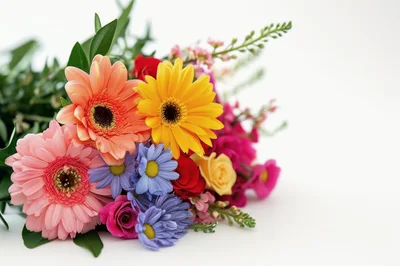 Vibrant Bouquet of Colorful Gerbera Daisies and Roses