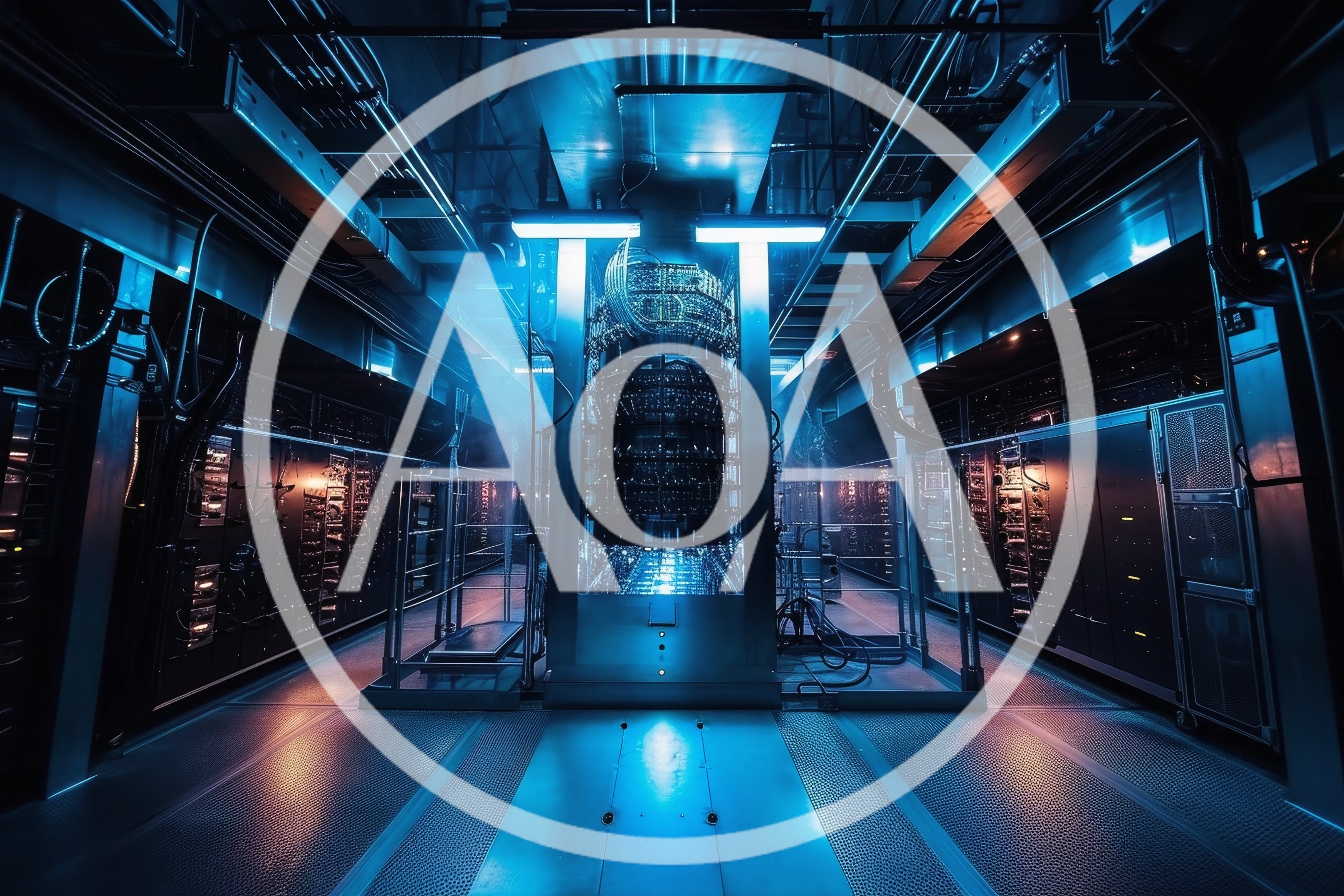 Futuristic Quantum Computing Server Room Interior