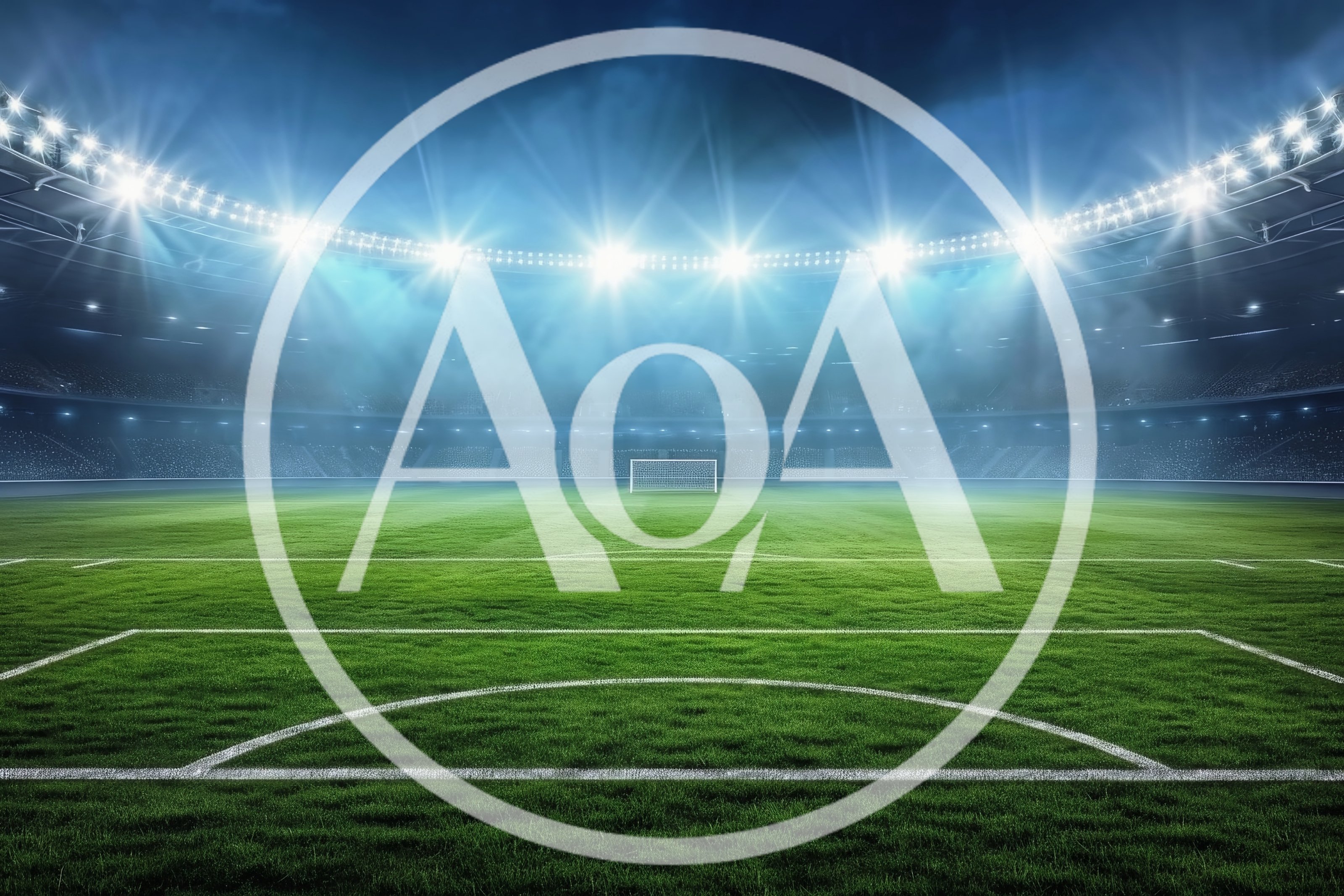 Empty Professional Soccer Stadium Under Bright Floodlights