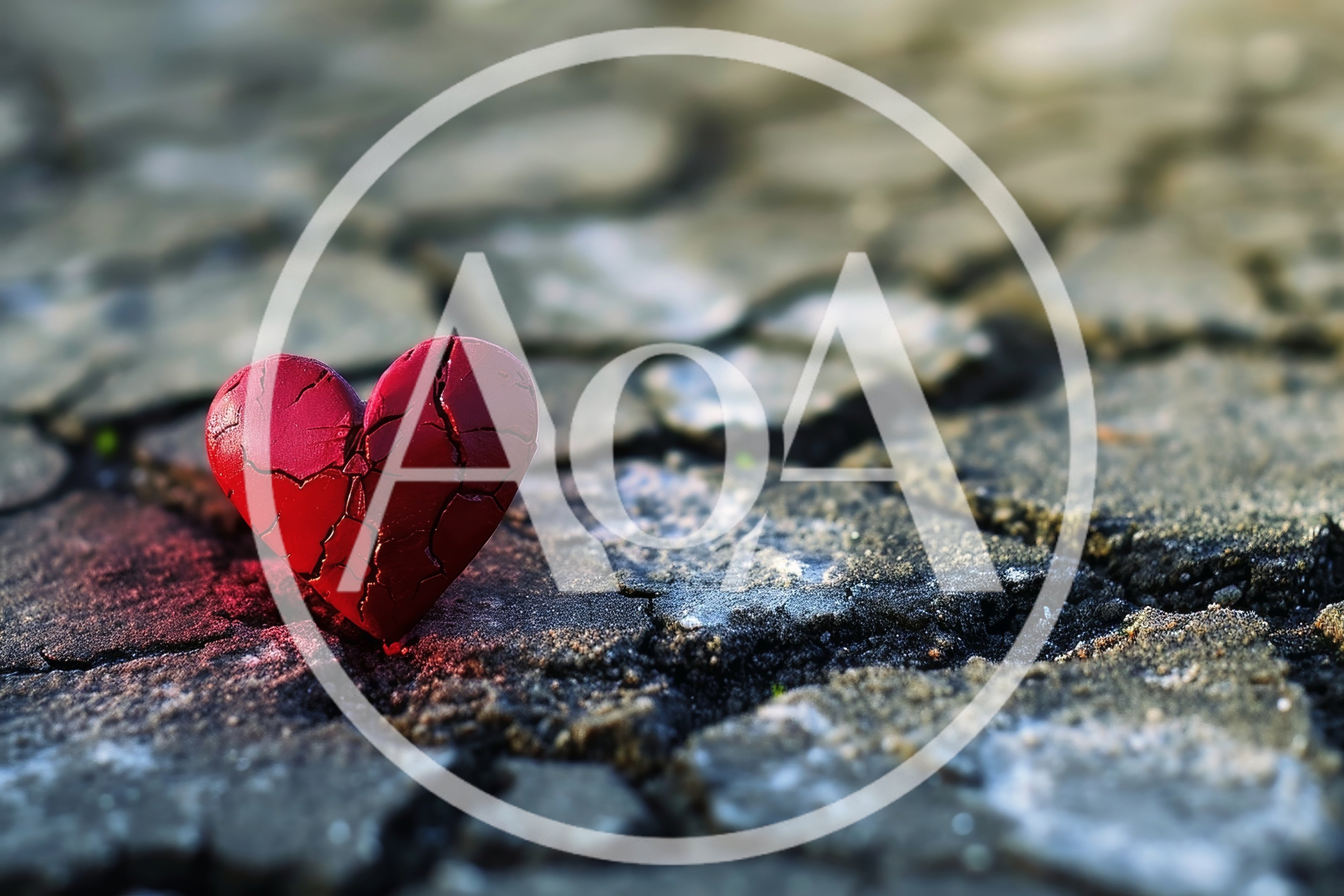 Cracked Red Heart Symbol on Dry Parched Earth