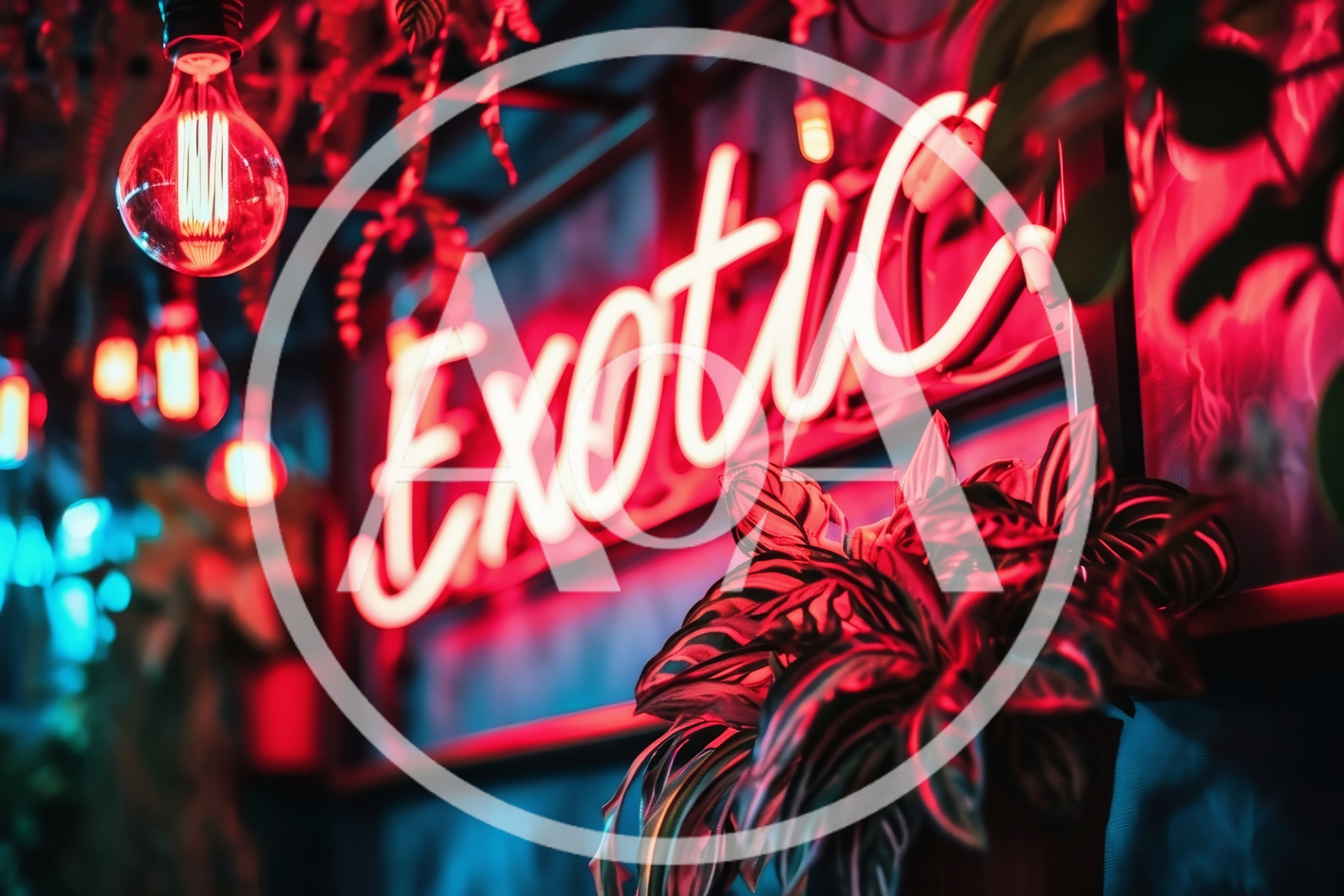 Neon Exotic Signage In A Tropical Bar Setting