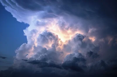 Dramatic Storm Clouds With Internal Lightning Glow