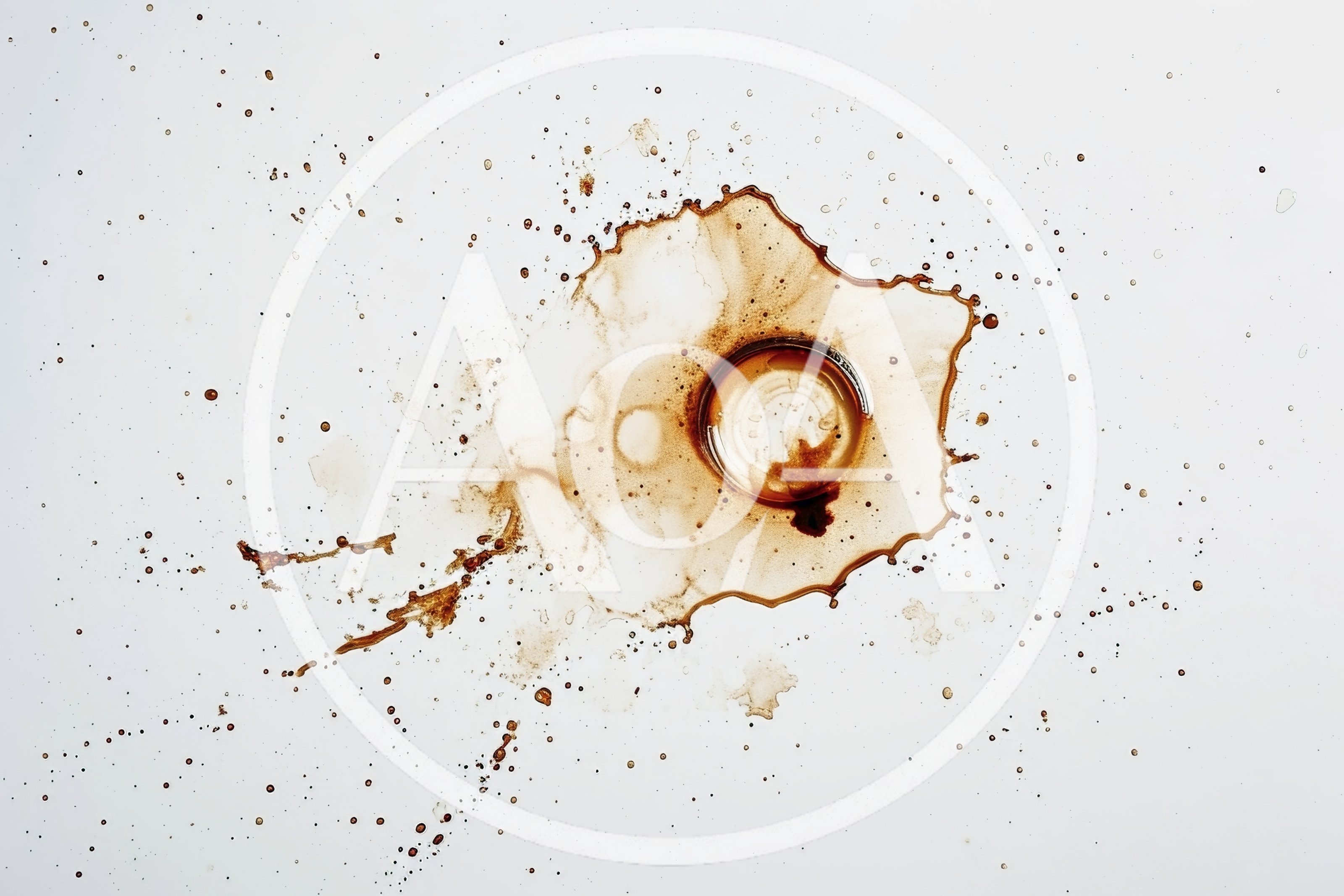 Coffee Spill With Circular Stain On White Surface