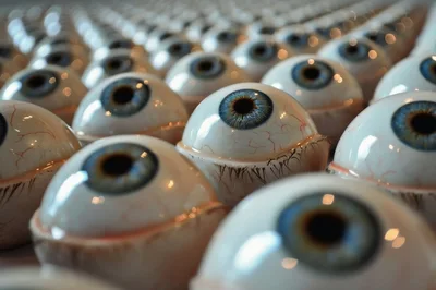 Rows Of Realistic Artificial Human Eyeballs