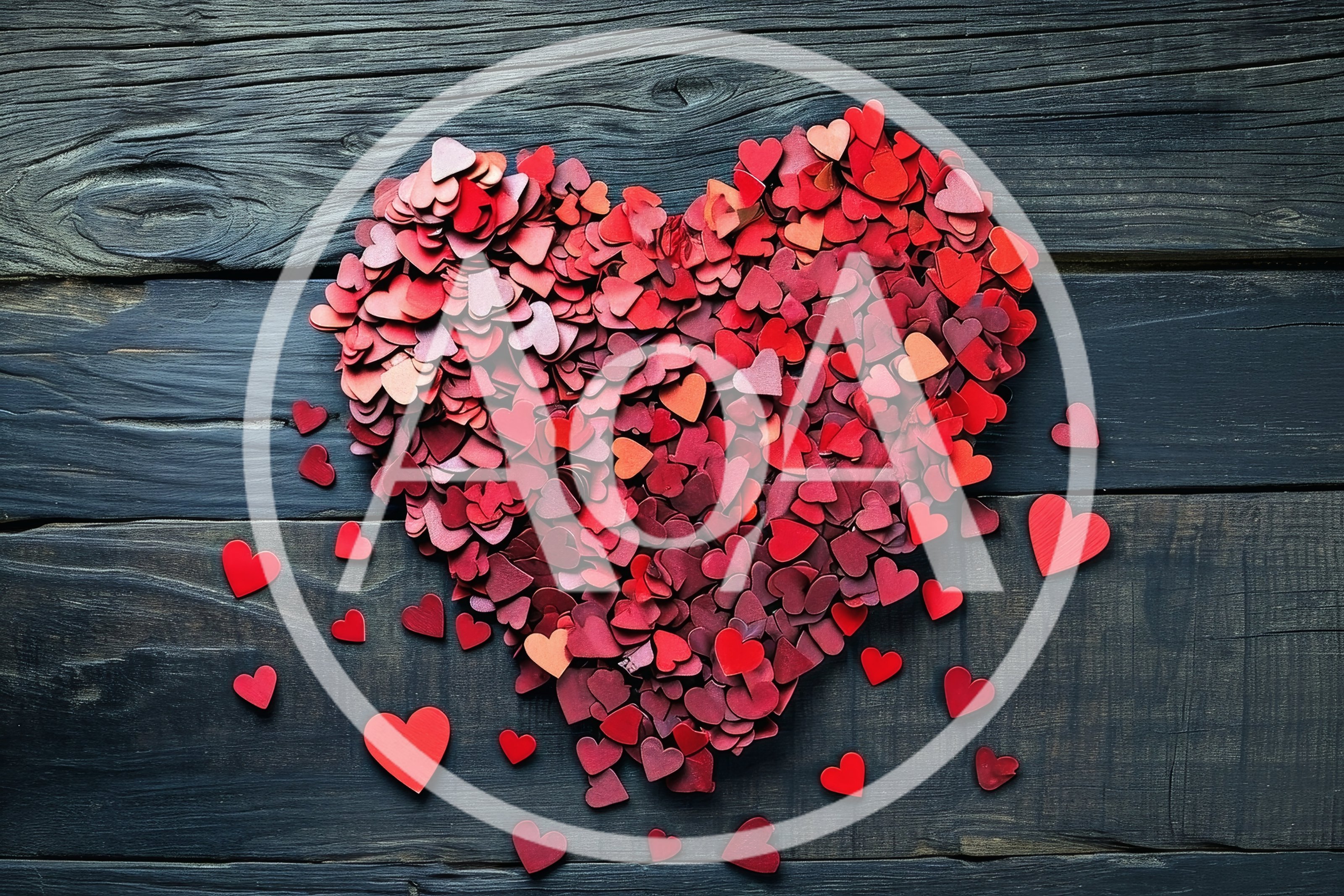 Large Heart Shape Made Of Small Red Paper Hearts