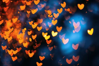 Abstract Heart Shaped Bokeh Lights Background