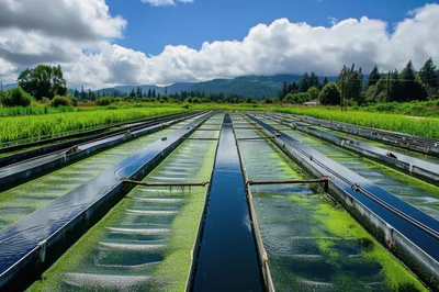 Aquaculture Fish Hatchery Raceways In A Rural Landscape