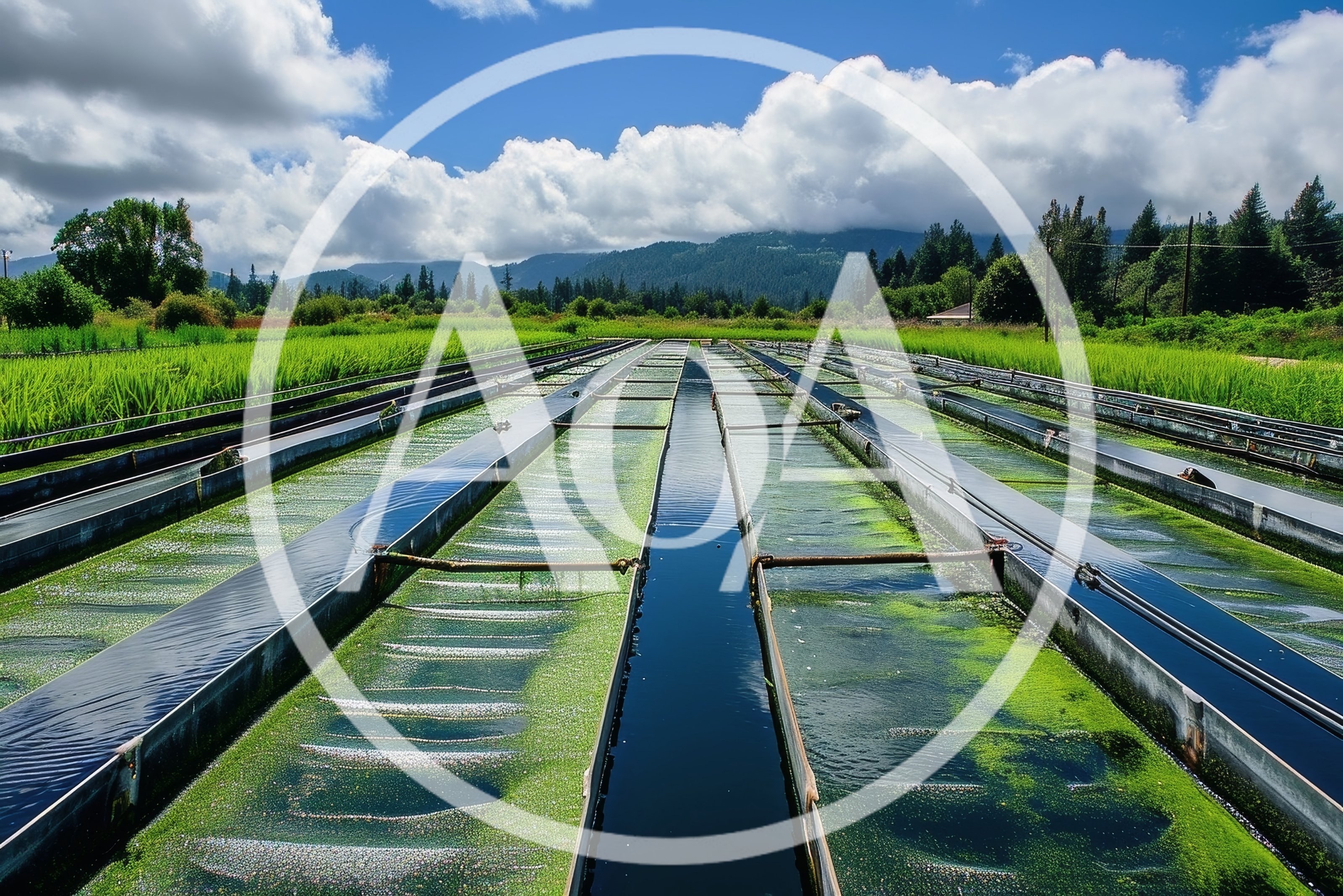 Aquaculture Fish Hatchery Raceways In A Rural Landscape