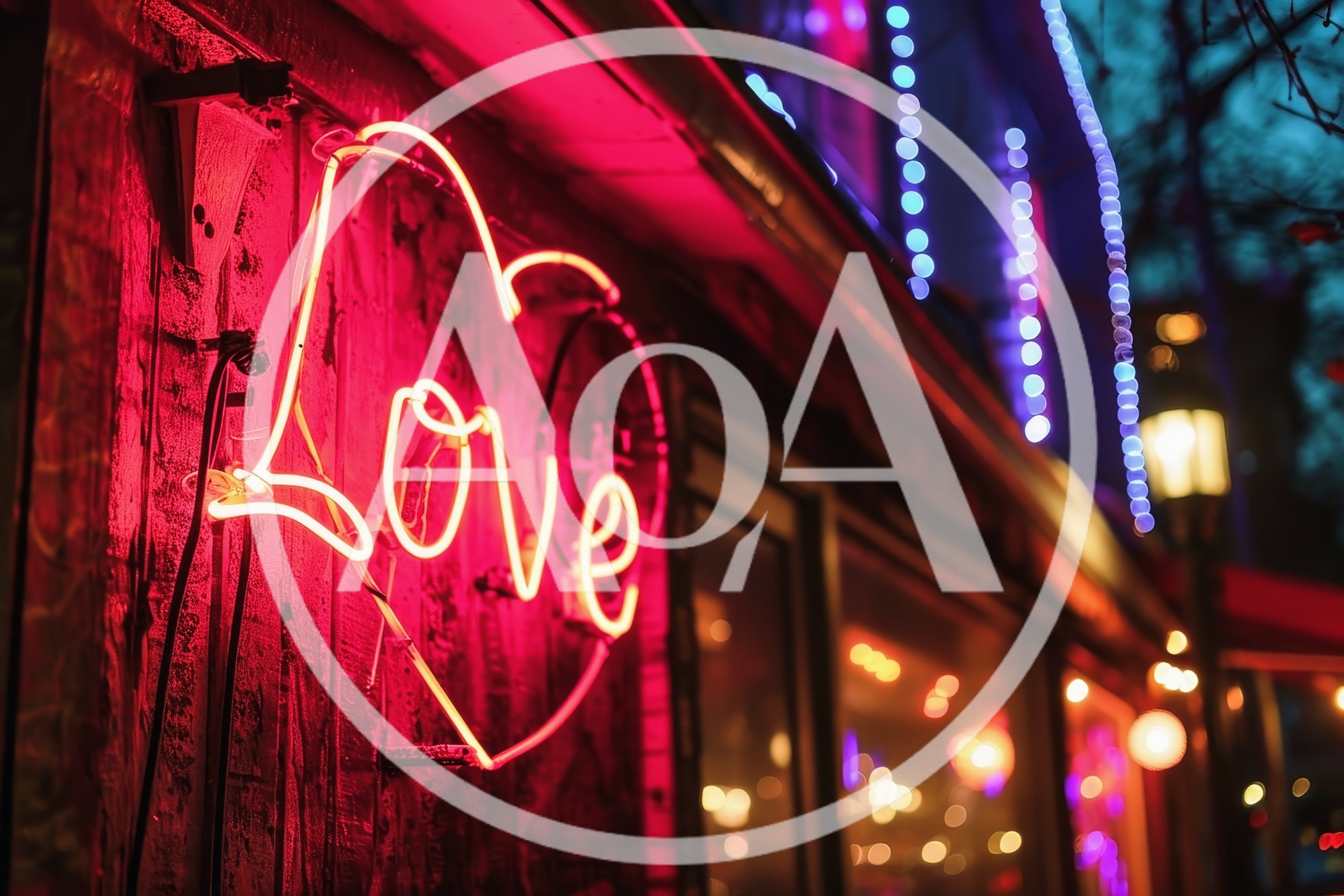 Neon Love Sign On A Rustic Wooden Wall