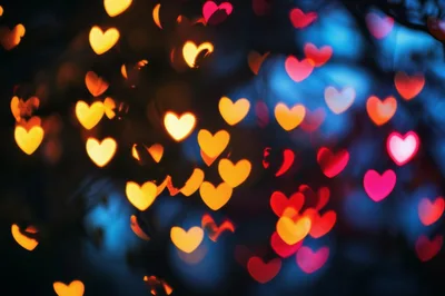 Abstract Heart Shaped Bokeh Lights Background
