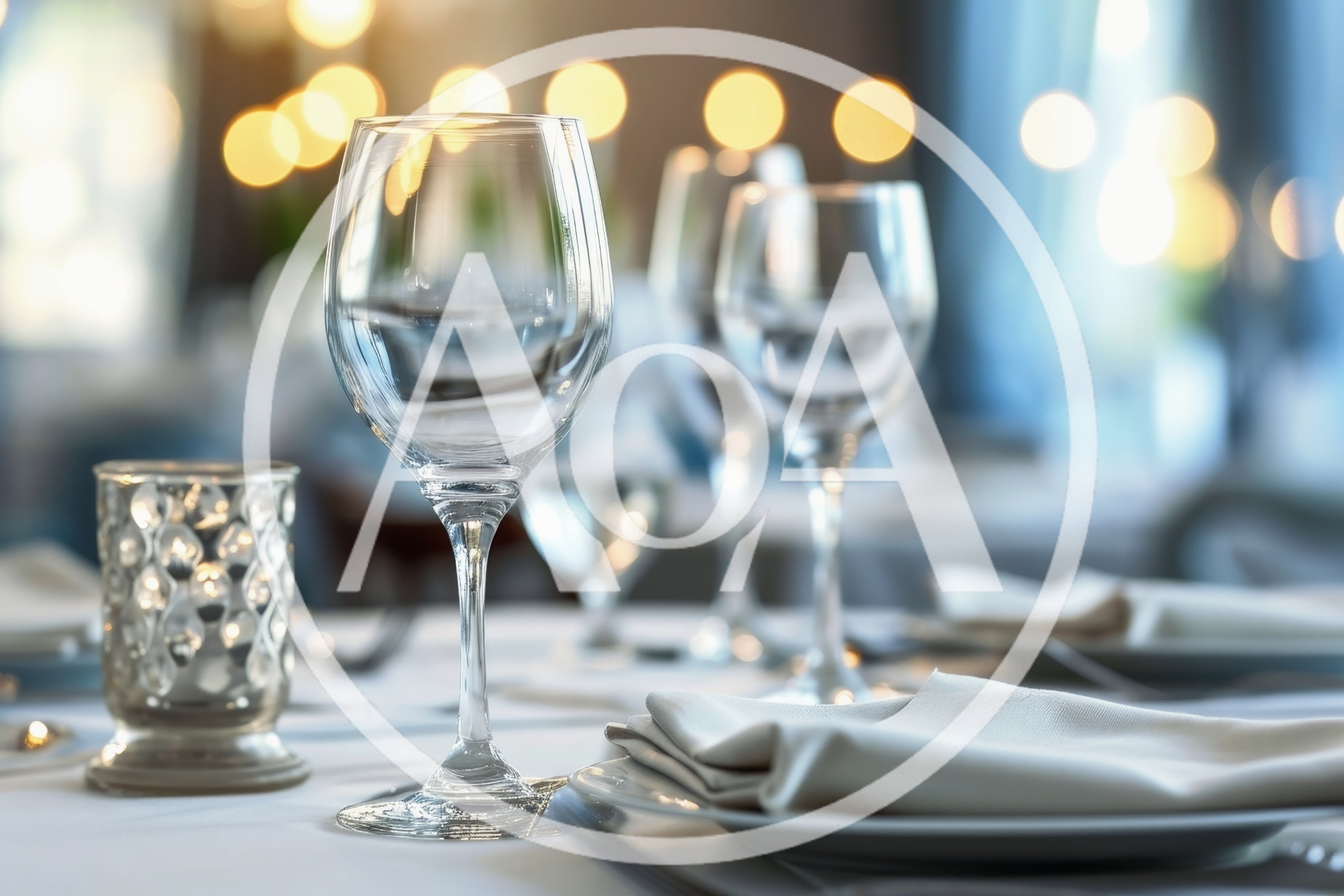 Elegant Table Setting With Wine Glasses In Restaurant