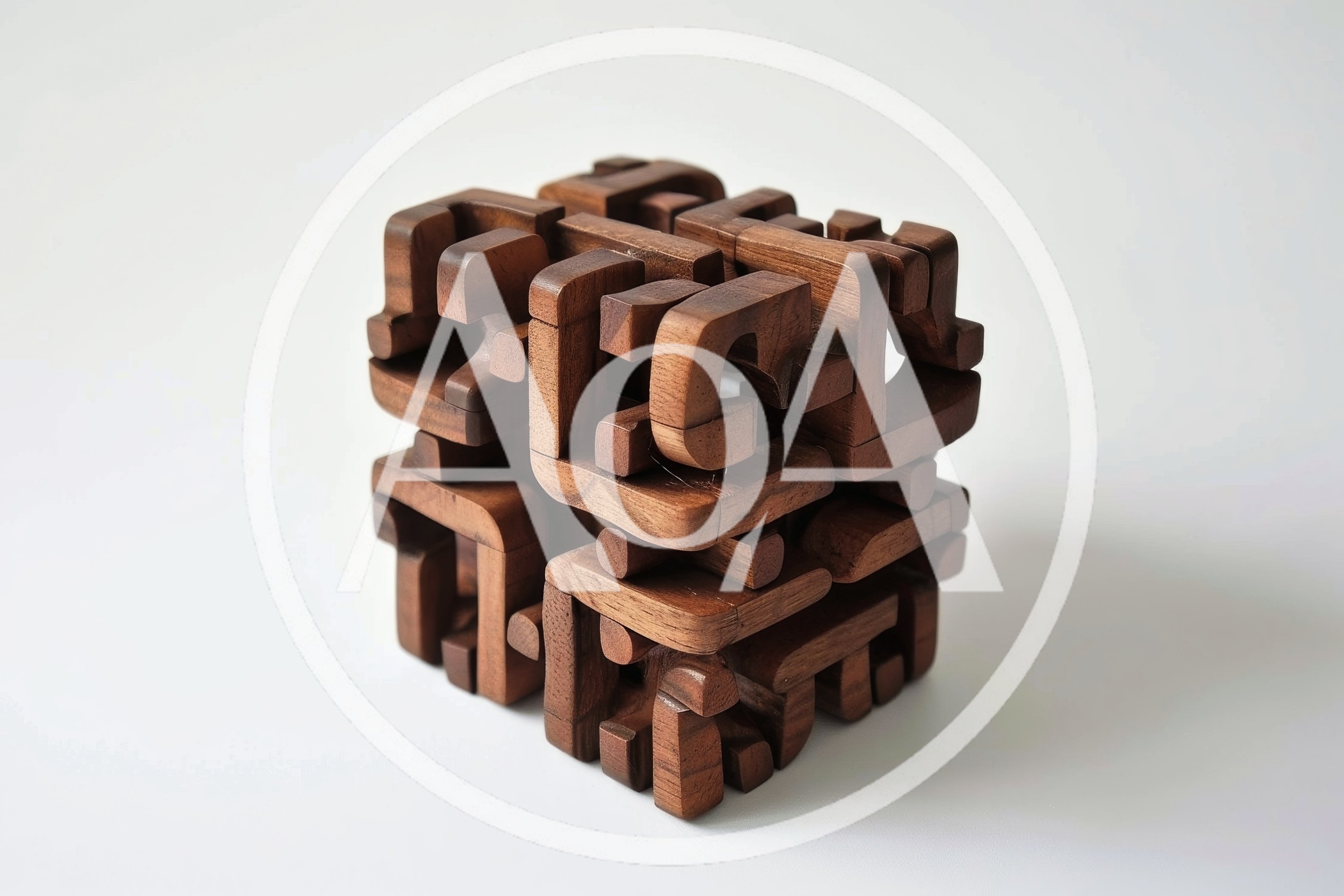 Intricate Wooden Burr Puzzle Cube