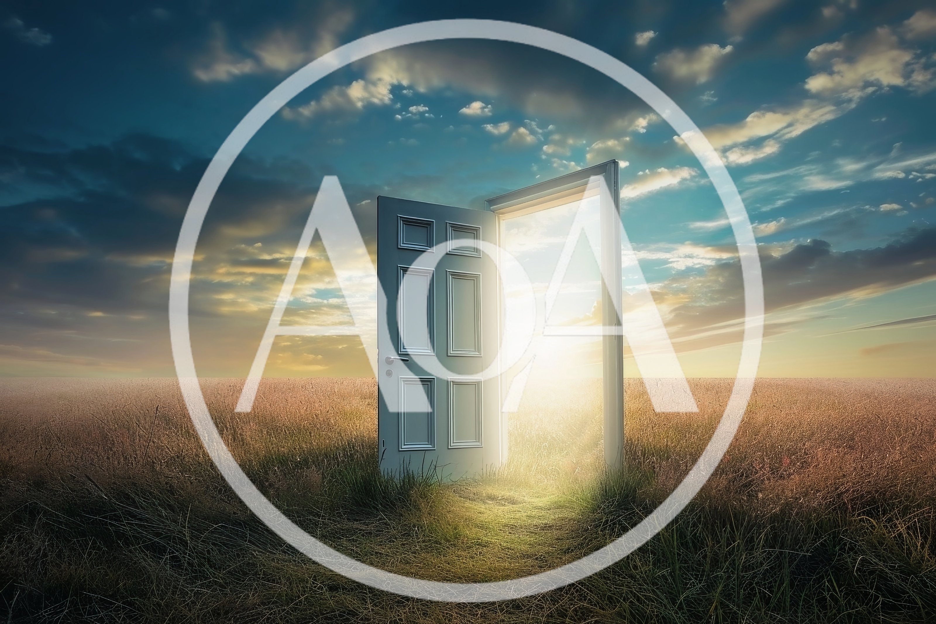 Open Door Standing In A Vast Grassy Field