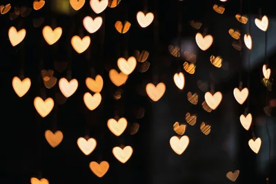 Heart Shaped Bokeh Lights Background