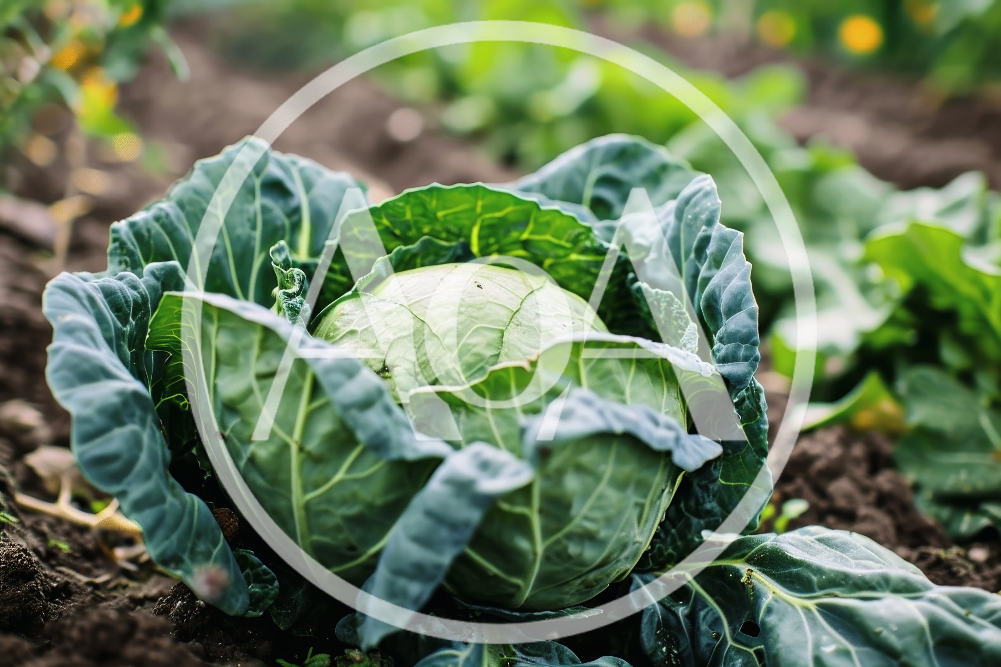 Fresh Green Cabbage Growing In A Garden