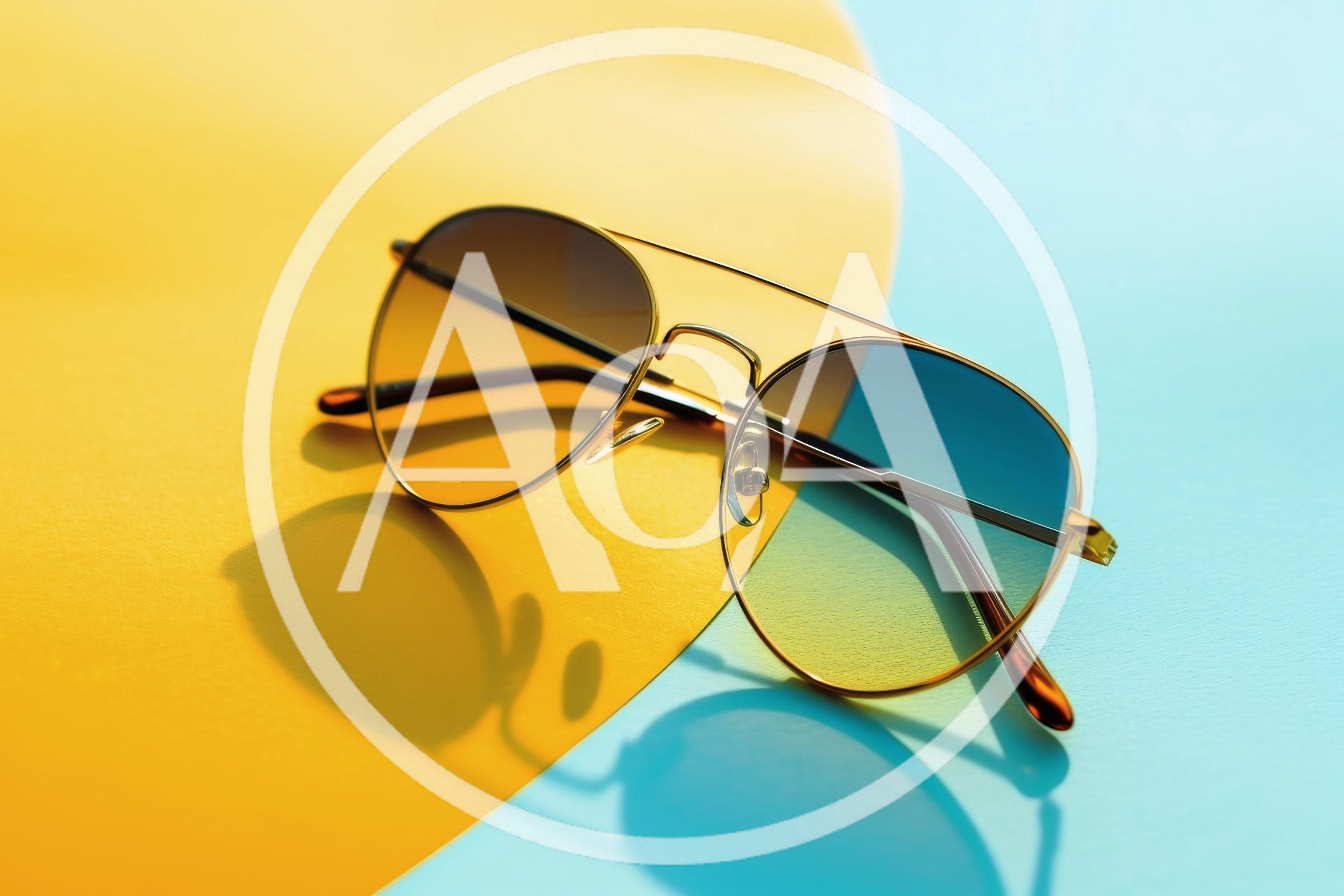 Aviator Sunglasses on Yellow and Blue Background