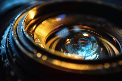 Extreme Close Up Of Camera Lens Glass