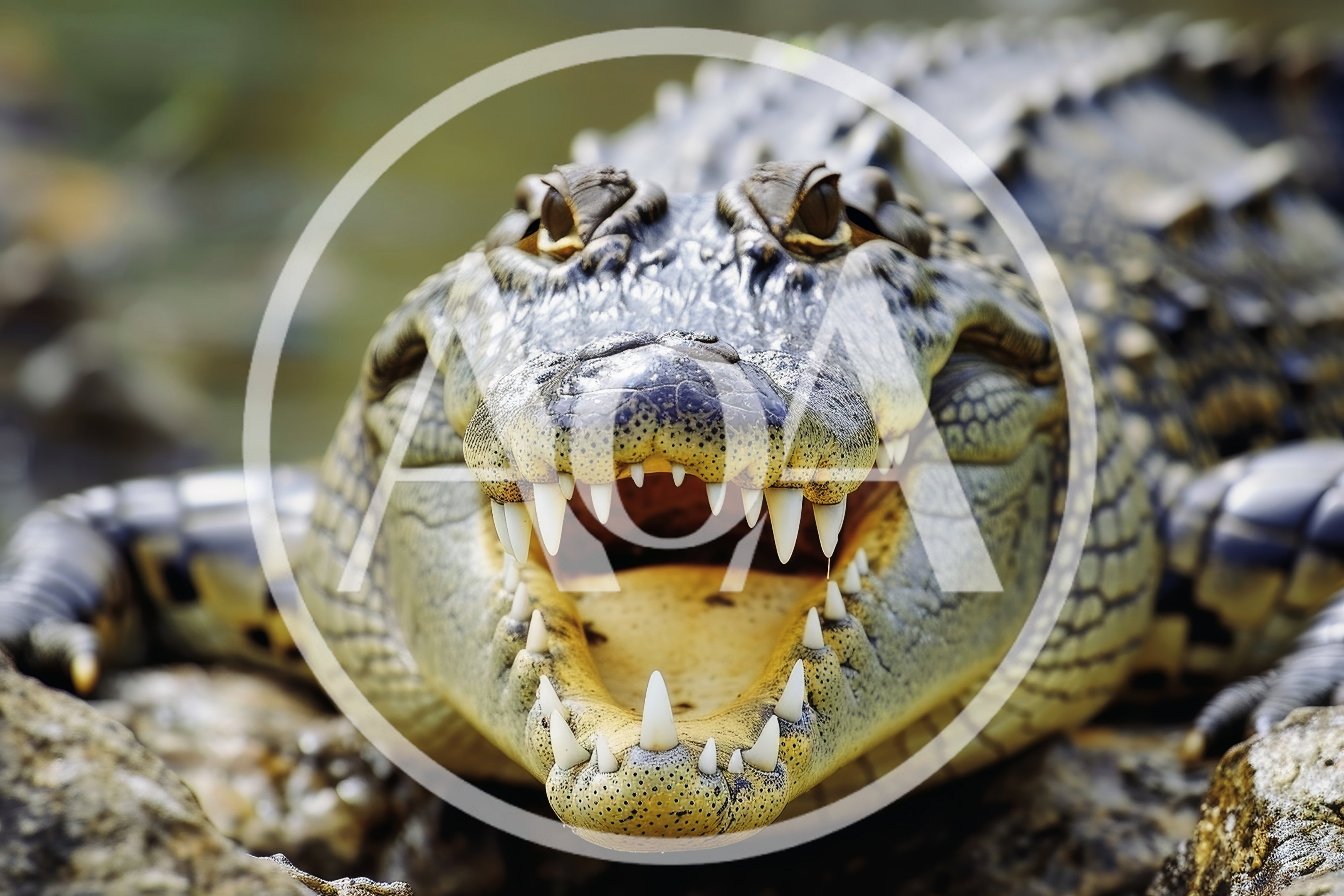 Close Up Portrait Of An American Alligator With Open Jaws