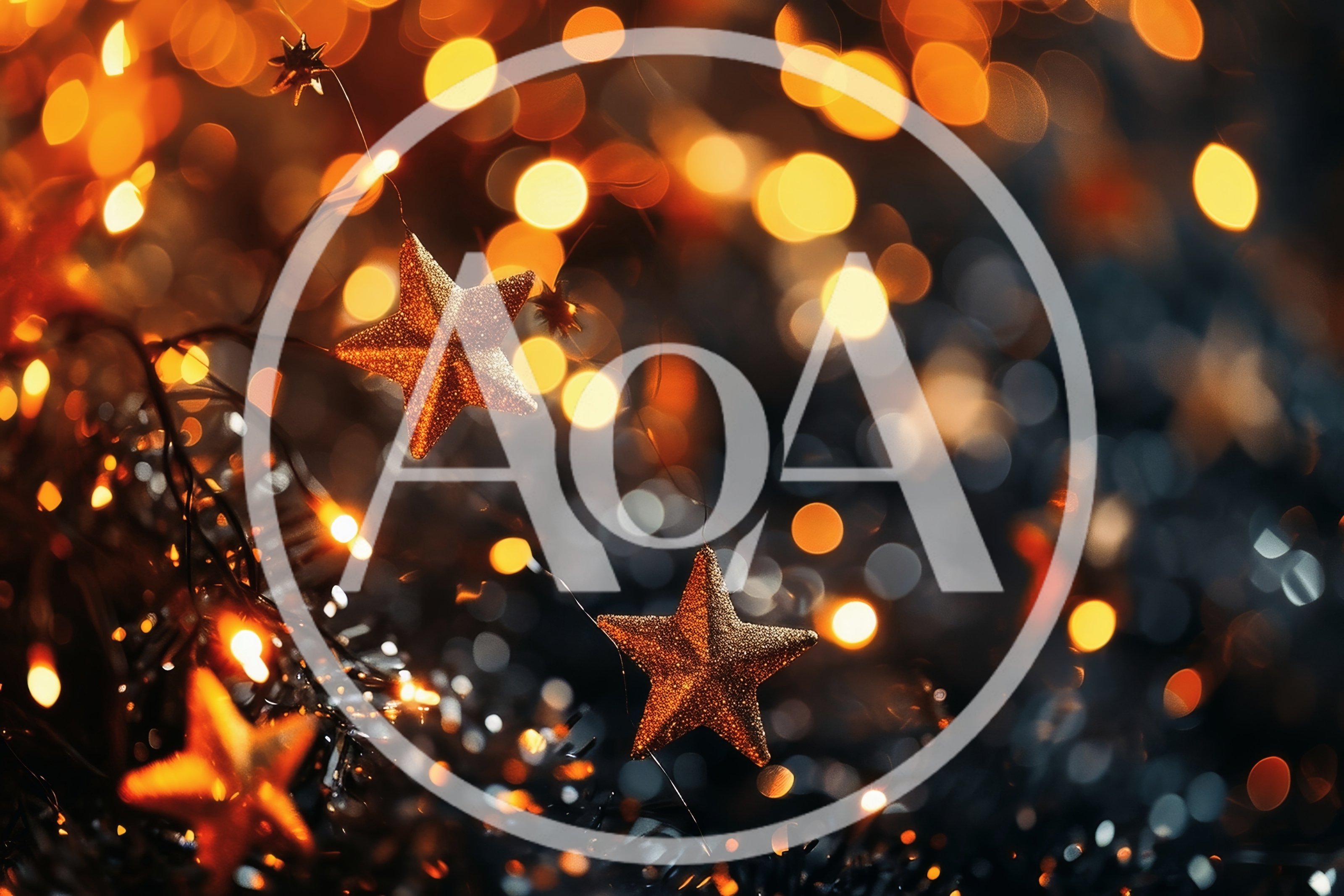 Golden Christmas Star Ornaments With Bokeh Lights