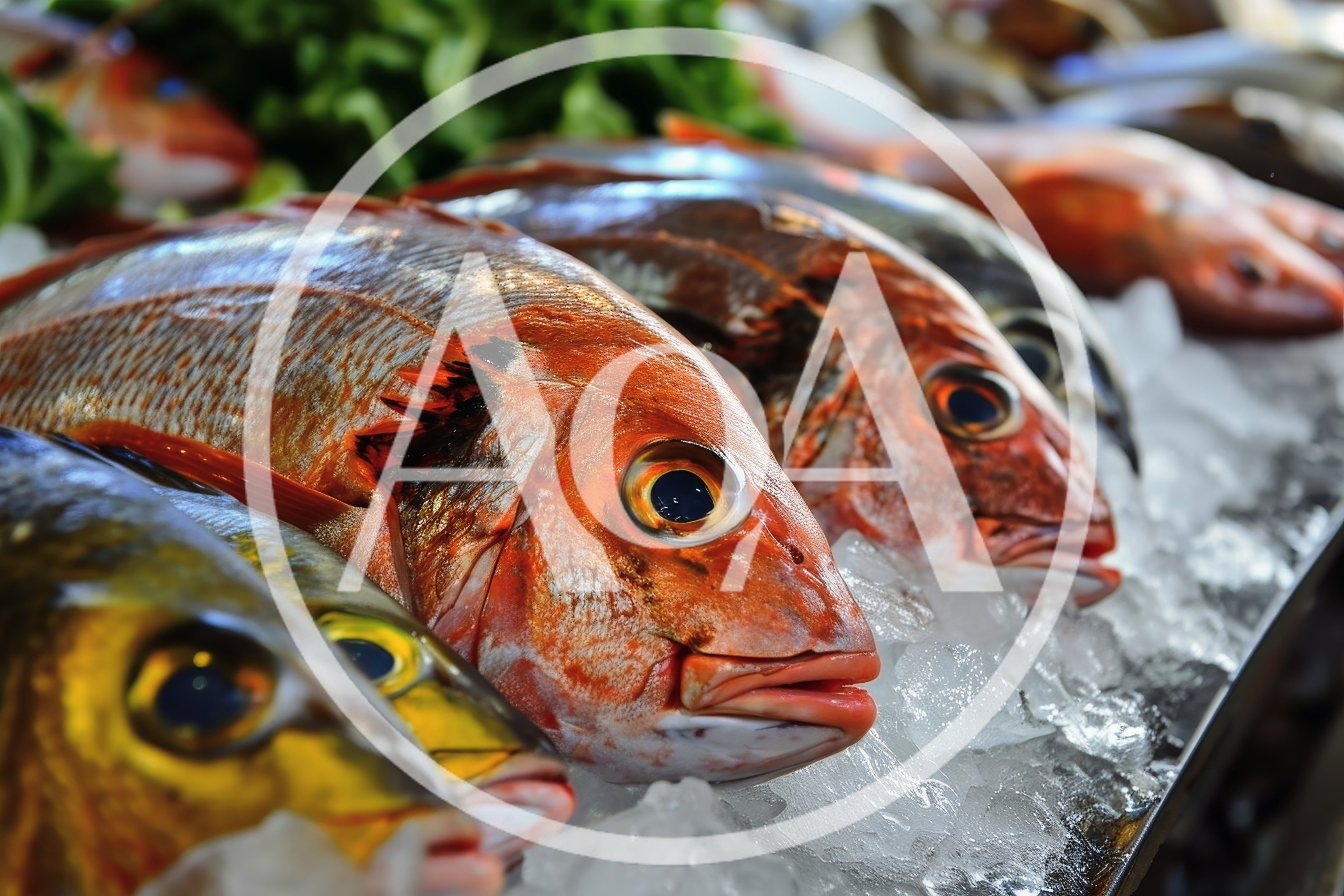 Fresh Red Snapper Fish Displayed On Ice